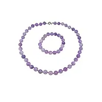 ensemble collier bracelet et boucles d'oreilles en pierres naturelles 10 mm pour femme - lilas