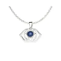 fiyah collier moderne chakra du troisième œil avec pierre précieuse naturelle lapiz lazuli – chaîne en argent sterling 925 pour femme avec coffret cadeau de luxe – collier pendentif équilibrant et