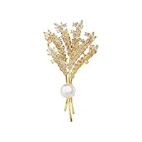 nibeiweishop design unique oreilles de blé broche pins avec broches et épingles bijoux en cristal d'eau douce perles femmes broche élégante
