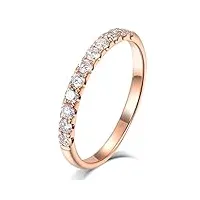 bcughia bagues de promesse simples, alliances pour femmes en or rose 18 carats avec diamants ronds blancs, n 1/2, or rose 14 carats, diamant