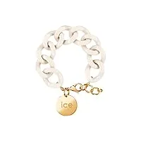 ice - jewellery - chain bracelet - almond skin - bracelet mailles xl de couleur blanc cassé pour femmes fermé d'une médaille dorée (020353)