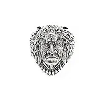 treasurebay bague en forme de tête de mort – bague gothique en argent sterling 925 avec tête de loup indien, argent sterling