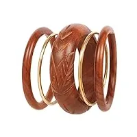 touchstone indian masterly fabriqué à la main beau motif de pétales en bois naturel fabriqué avec une finition soignée bijoux de créateur style déclaration bracelets ensemble de bracelets pour femme.