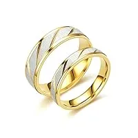 beydodo anneau de mariage couple acier inoxydable, bague en or avec argent brossé taille 57 et taille 67 bague fiançailles homme et femme