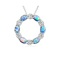 heart's art australia, collier cercle de vie pour femme,pendentif opale en forme de cœur pour femme,collier en argent sterling,collier opale synthétique de 6x4 mm, résine synthétique, opale