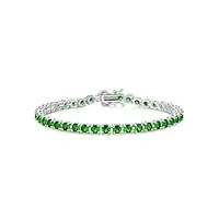 fancime bracelet femme en argent 925 avec émeraude mariage romantique bracelet de tennis de mariée cadeau bijoux pour femmes filles - largeur 4 mm, longueur 17.5 cm