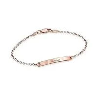 mynamenecklace myka – bracelet barre gourmette fine personnalisée – personnalisé bijoux pour elle - cadeau de noël, fête des mères, anniversaire (plaqué or rose 18ct)