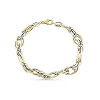 inmaculada romero ir bracelet bicolor gold 9k femme 20 cm. liens combinés tailles variées mousqueton de formes