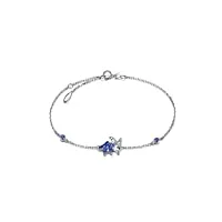 bracelet en or femme 18 carats, bracelet Étoile de mer avec diamant et saphir 0,32ct bracelet mariage femme ajustable 19cm