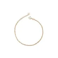 bracelet pour femme en or 18 carats, bracelet chaîne À maillons ovales cadeau anniversaire femme bracelet ajustable 14,5 à 17,5cm