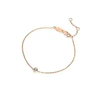 bracelet en or rose 18 carats femme, bracelet chaîne avec diamant 0,1ct cadeau anniversaire femme bracelet ajustable 18cm