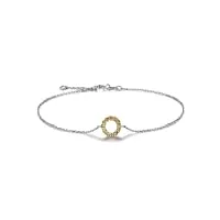 bracelet pour femme en or 18 carats, bracelet halo charms avec saphir jaune 0,23ct cadeau anniversaire maman bracelet ajustable 16cm