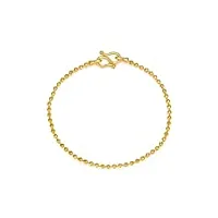 bracelet en or jaune pour femme, bracelet chaîne perlée cadeau d'anniversaire pour femme bracelet 16cm