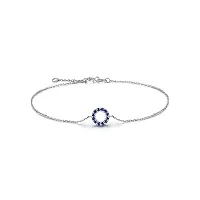 bracelet or femme 18 carats, bracelet halo charms avec saphir 0,25ct cadeau anniversaire femme bracelet ajustable 17cm