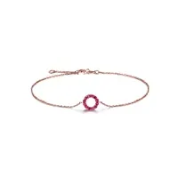 bracelet or rose 18 carats femme, bracelet halo charms avec rubis 0,25ct bracelet anniversaire maman ajustable 19cm