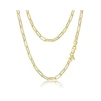 amberta collier à maillons en trombone en 925 argent sterling pour femmes : plaqué or 18 carats 4.4 mm 60 cm/24 inch