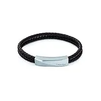 calvin klein bracelet en cuir pour homme collection wrapped & braided marron - 35000098