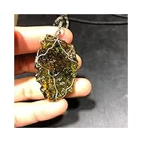 chanwa énergie biologique naturelle pendentif vert moldovan météorite hits pendentif de particules en verre gem (size : 2pcs)
