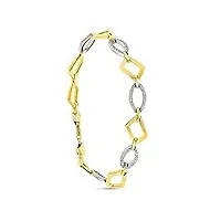 inmaculada romero ir bracelet bicolor gold 9k femme 19 cm. rhombus combinés formes ovales zirconies mousqueton