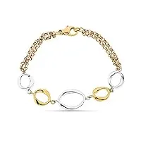 inmaculada romero ir bracelet gold tricolor 9k femme 19 cm. creux big links combinés mousqueton à double chaîne