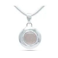 mantraroma collier argent 925 sterling quartz rose pendentif chaîne véritable argent femme (no.: ak4-115-07)