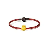 bracelet en or massif bracelet breloque en or véritable symbolise "chanceux" bijoux en or jaune fortune bag charm bracelet pour femmes bracelet rouge 17-19cm with bracelet onyx rouge pierre naturelle