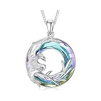 enjoylifecreative collier pendentif phénix en argent sterling 925 cadeaux de bijoux en cristal phoenix pour femmes filles (phénix -cristal violet)