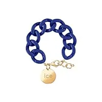 ice - jewellery - chain bracelet - lazuli blue - gold - bracelet mailles xl de couleur bleue pour femmes fermé d'une médaille dorée (020921)