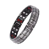 jeroot bracelet magnétique pour homme, 4 éléments bracelets titane bijou aimanté bracelet homme, réglable avec outil de dimensionnement