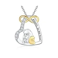 kingwhyte collier avec pendentif en forme de cœur en forme d'animal - en argent sterling 925 - avec boîte cadeau, argent sterling, zircon
