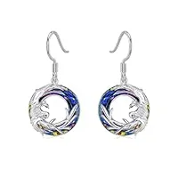 enjoylifecreative boucles d'oreilles phénix cadeaux de bijoux en cristal phoenix en argent sterling 925 pour femmes filles (volcan)