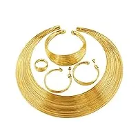lifflyladys parure de bijoux tendance en cristal plaqué or 18 carats pour femme avec collier et boucles d'oreilles en cristal transparent, métal, pas de gemme