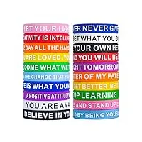 lot de 20 bracelets colorés en silicone avec citation motivante