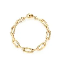 leonardo moni clip&mix 022233 bracelet en acier inoxydable massif doré avec structure en corde, bijou pour femme, eine grösse, acier inoxydable, pas de gemme