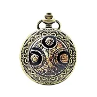 qarnberg nouveau collier de montre de poche à quartz pour homme avec boîtier vintage rétro en bronze