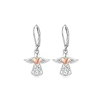 boucles d'oreilles ange gardien pour femmes argent sterling 925 boucles d'oreilles pendantes en forme d'ange gardien boucles d'oreilles femme cadeaux pour dames filles