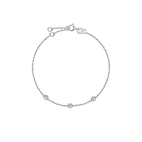 bracelet avec pendentif diamant naturel en or blanc 750 18 carats, charm cadeau bijoux pour femmes filles - longueur du bracelet : 17 + 3 cm
