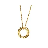 fancime collier femme en or jaune 14 carats 585/1000 cercle rond pendentif et chaîne, minimaliste cadeau bijoux pour femmes filles - chaîne ajustable: 40 + 5 cm