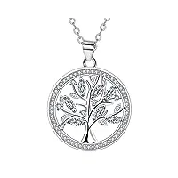 micory collier arbre de vie en femme argent sterling 925 pendentif arbre de vie collier, idée cadeau anniversaire pour fille maman petite amie epouse (40+ 5 cm)