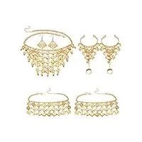 kakonia belly dance jewelry set for women boho vintage coins necklace and earrings bracelets anklet halloween accessories
