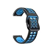 skm bracelets en silicone bracelet de montre pour ticwatch pro 3 ultra/lte/2021 gps s2 e2 gtx bracelets de montre de rechange 20 22 mm (couleur : noir bleu, taille : 22 pour ticwatch gtx)