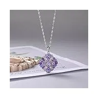 equirider pendentif en argent sterling 925 pour femme améthyste naturelle tanzanite collier en cristal carré bijoux en pierres précieuses