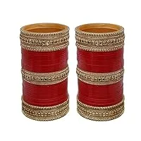 indian collectible parure de bijoux tendance chura dulhan punjabi choora rouge (1360-m1c1-gold-r)