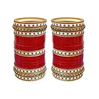 indian collectible 1175-m1c1-madhuban-r parure de bijoux tendance pour mariage chura dulhan punjabi choora rouge