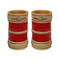 indian collectible 1436-m1c1-sahaj-r parure de bijoux tendance pour mariage chura dulhan punjabi choora rouge