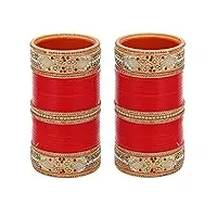 indian collectible 767-m1c1-744-r parure de bijoux tendance pour mariée chura rouge