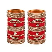 indian collectible 1254-m1c1-naina-r parure de bijoux tendance pour mariée punjabi choora rouge