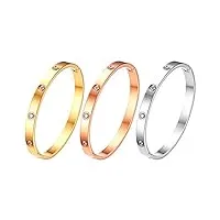 flongo - bracelet en acier inoxydable poli pour femme avec chaîne incrustée de zircons, cadeau d'anniversaire, mariage, fiançailles, acier inoxydable