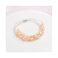 daomei bracelet de perles d'eau douce naturelles pour femmes fine fait À la main mode perles de verre transparentes bijoux cadeaux de mariage