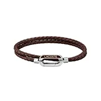 lacoste bracelet en cuir pour homme collection starboard marron - 2040113